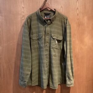 Carhartt Mens Chambray Shirt Long Sleeve 2XL Loose Fit Medium Weight Green